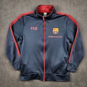 FC Barcelona Track Jacket Full Zip Navy Red FCB Soccer Mens‎ Medium